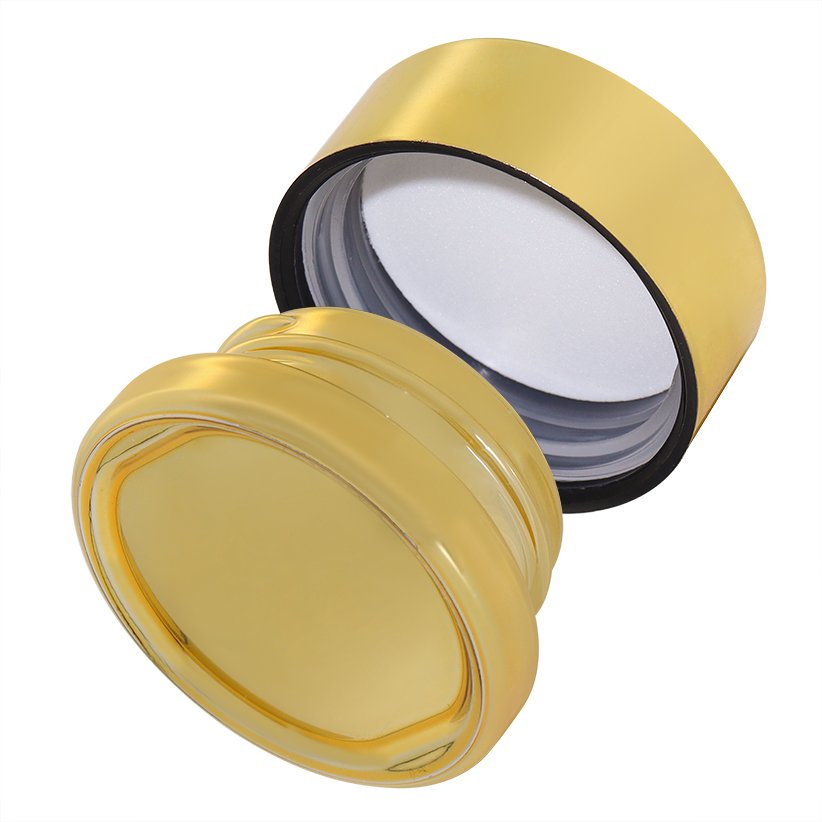 Wholesale custom logo 3ml 5ml 7ml 9ml electroplated clear round child proof safe concentrate glass jars with child resistant lid