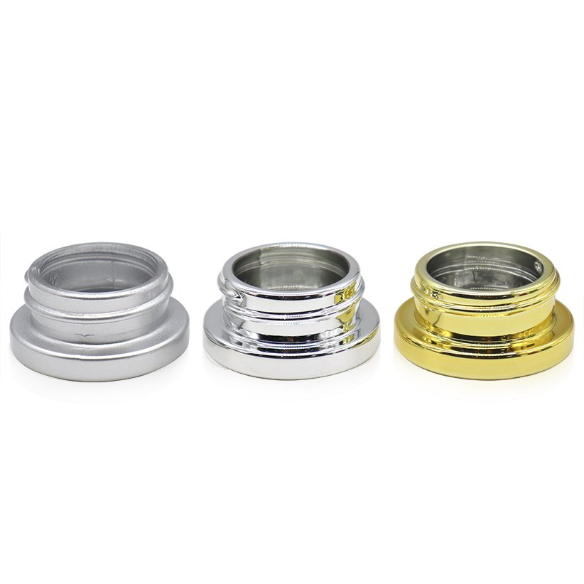 Wholesale custom logo 3ml 5ml 7ml 9ml electroplated clear round child proof safe concentrate glass jars with child resistant lid