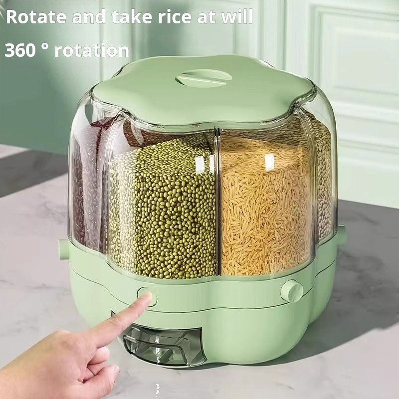 Kitchen Food Storage Container Rotating Cereal Dry Food Dispenser Large Dispenser One-Click Output Rice Storage Container