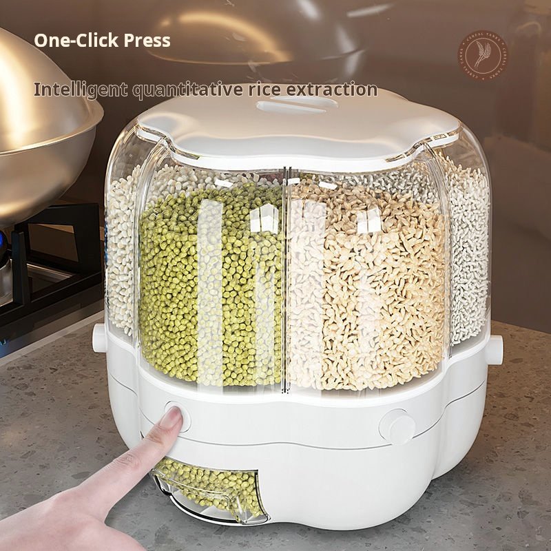 Kitchen Food Storage Container Rotating Cereal Dry Food Dispenser Large Dispenser One-Click Output Rice Storage Container