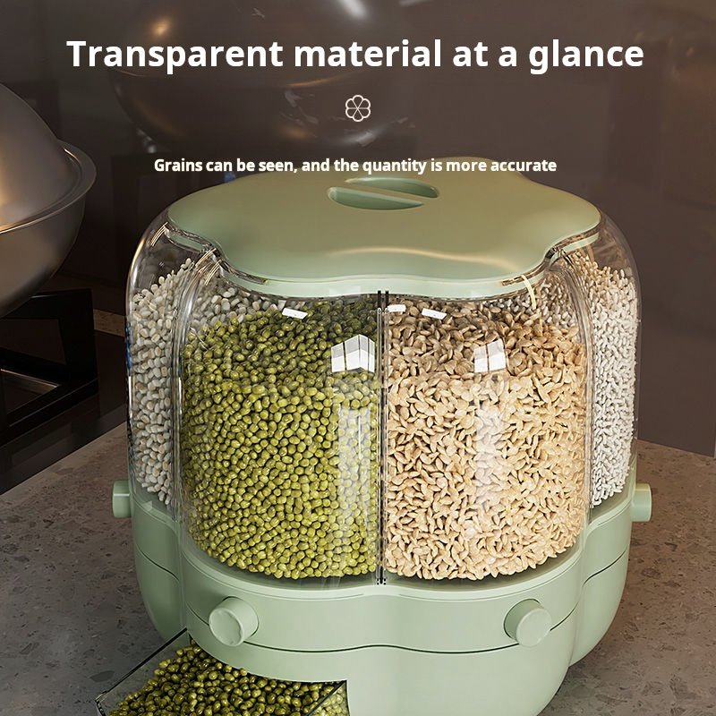 Kitchen Food Storage Container Rotating Cereal Dry Food Dispenser Large Dispenser One-Click Output Rice Storage Container