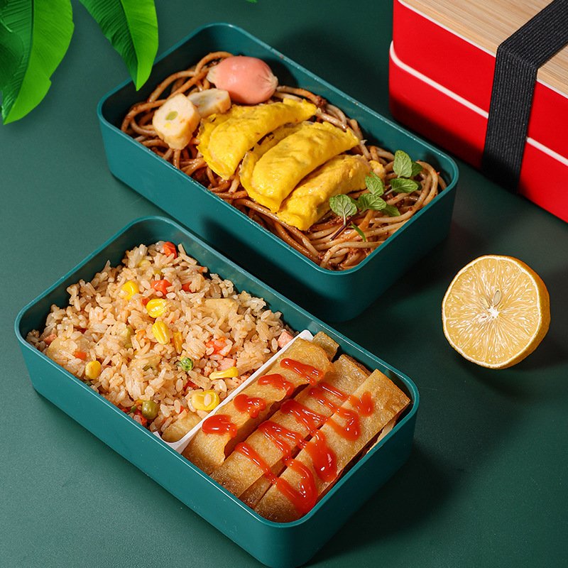 Janpan Style Eco-friendly Bamboo Lid Bento Box Lunch Boxes Bento Food Storage Container For Adults And Kids