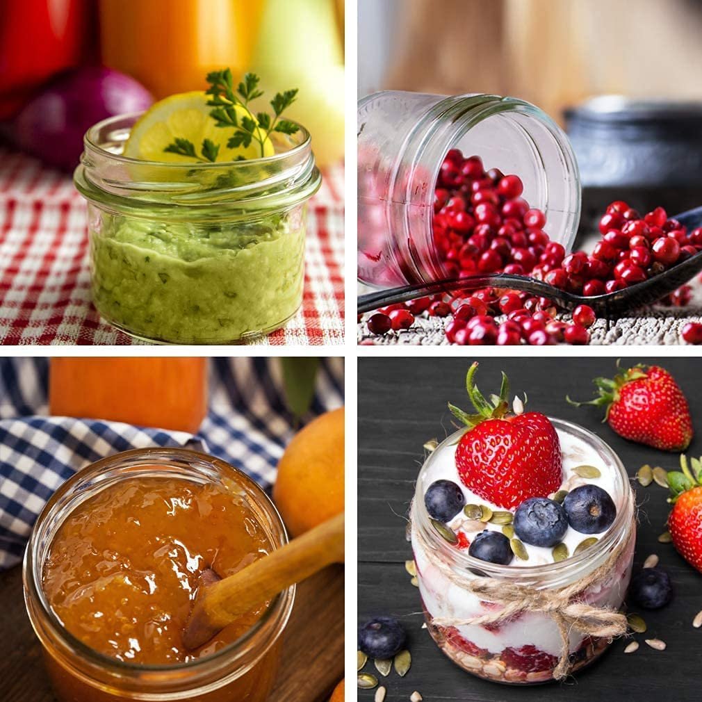 4 OZ Mason Glass Jars with Lids, Mini Canning Jars for Jam, Honey, Spice, Jelly, Caviar, Customized Logo Available