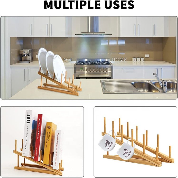 Wooden Dish Rack Bamboo Drying Rack Dish Plate Rack Stand