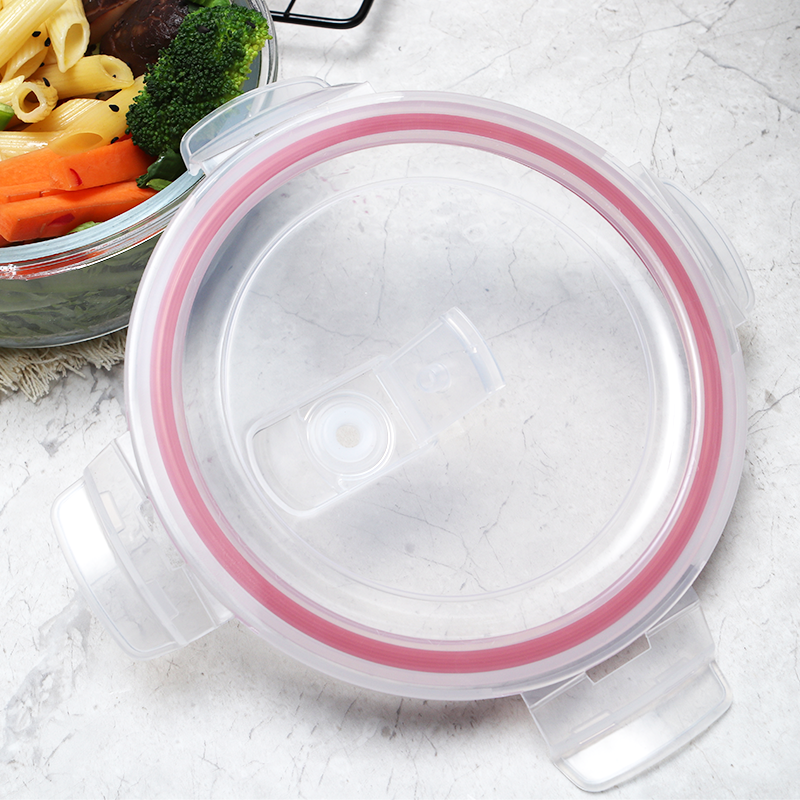 2 Piece 635ml 21.5oz Round Pretty Freezer Food Storage Glass Container with Airtight Lid