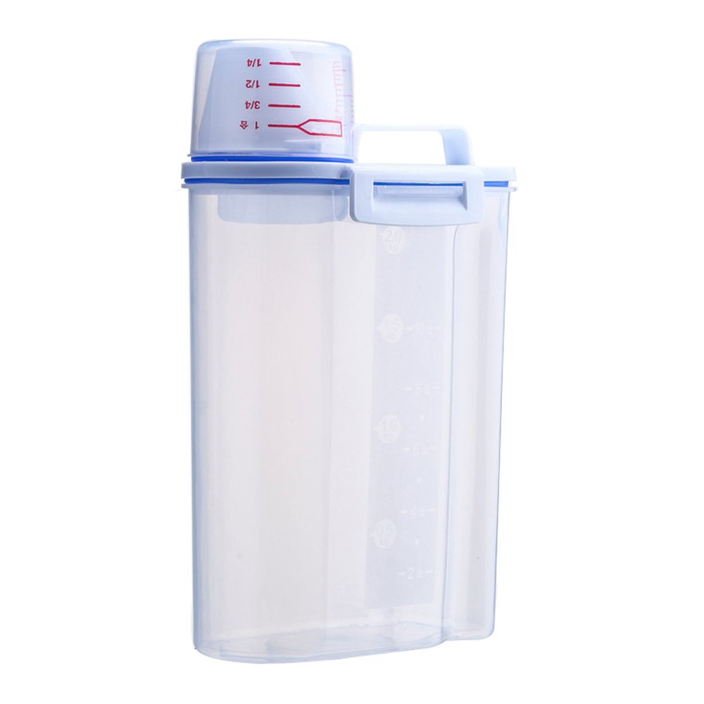 2KG Sustainable Plastic Airtight Food Container Grain Cereal Rice Dispenser With Measuring Cup