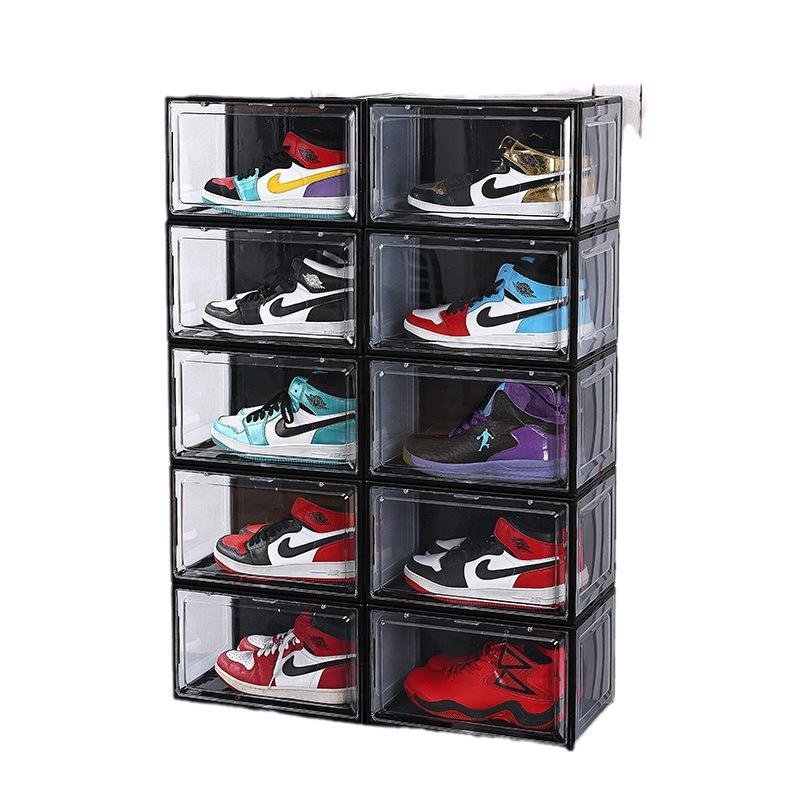 Shoe storage foldable sneaker box plastic case storage box shoe box storage with led