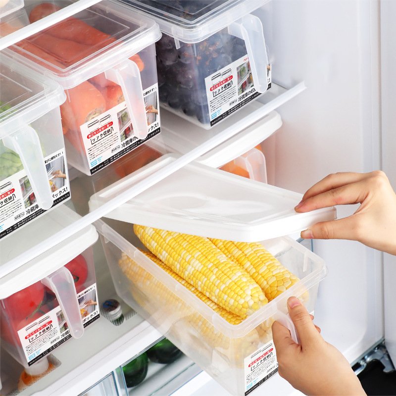 Kitchen Food Storage Box with Handle Moisture-proof Transparent Crisper Melon Fruit Plastic Sealed Food Storage Container Box