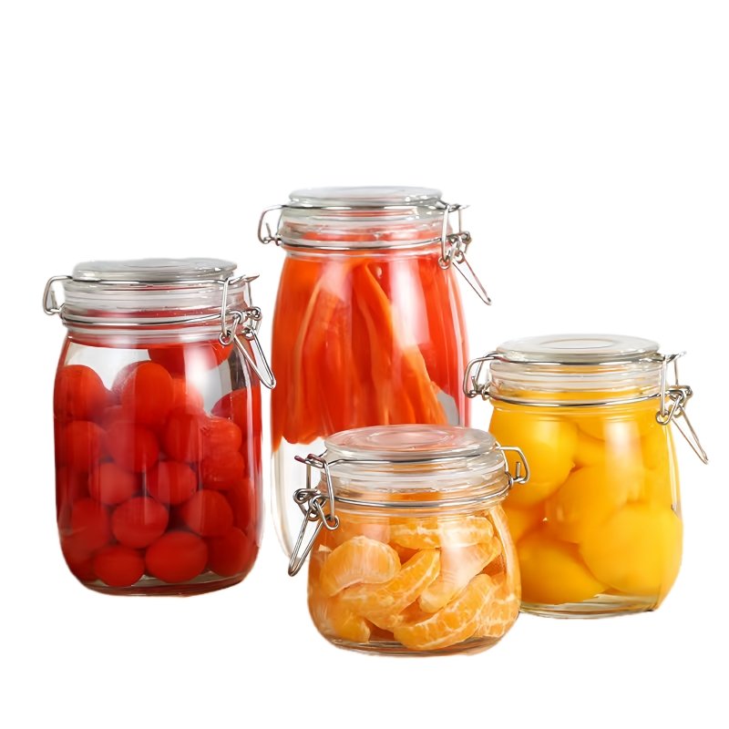 Wholesale Kitchen Food Storage Container Jar Seal Wire Clip Fastening Lid Mason Jar Airtight Glass Jars with Lids