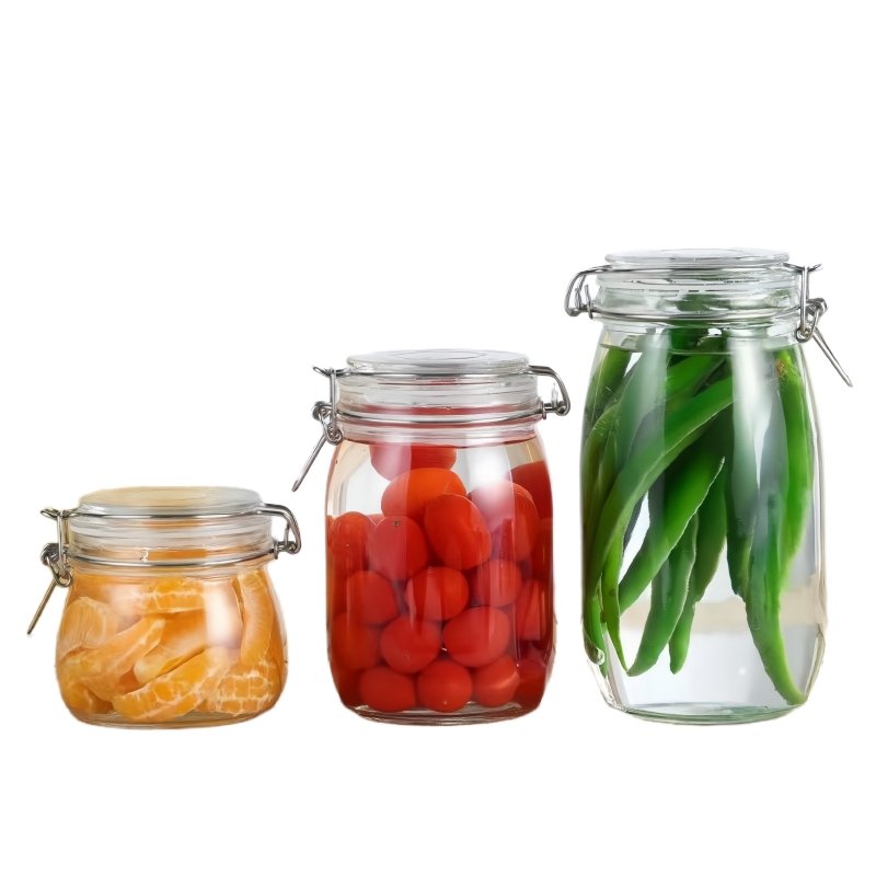 Wholesale Kitchen Food Storage Container Jar Seal Wire Clip Fastening Lid Mason Jar Airtight Glass Jars with Lids