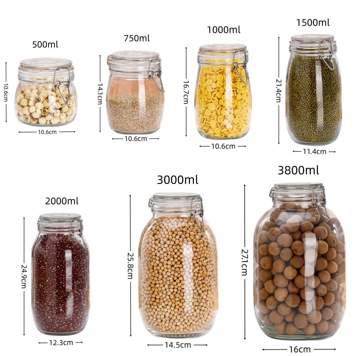 Wholesale Kitchen Food Storage Container Jar Seal Wire Clip Fastening Lid Mason Jar Airtight Glass Jars with Lids