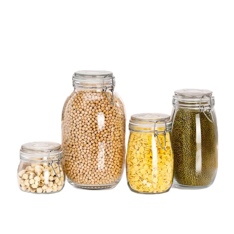 Wholesale Kitchen Food Storage Container Jar Seal Wire Clip Fastening Lid Mason Jar Airtight Glass Jars with Lids