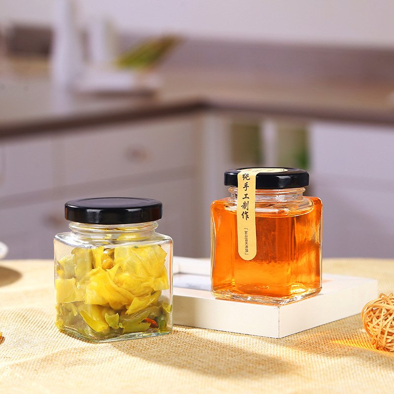 Wholesale Different Sizes Airtight Food Container Mason Jar Jar Storage Jar Clear Glass Spice Square Glass with Metal Lid 200pcs