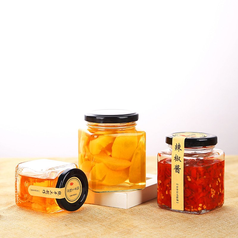 Wholesale Different Sizes Airtight Food Container Mason Jar Jar Storage Jar Clear Glass Spice Square Glass with Metal Lid 200pcs