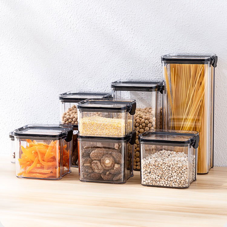 Plastic Kitchen Air Tight Transparent Food Storage Box Plastic with Slider Latch