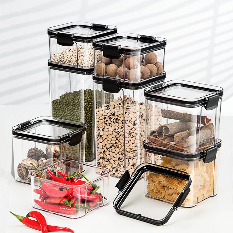 Plastic Kitchen Air Tight Transparent Food Storage Box Plastic with Slider Latch