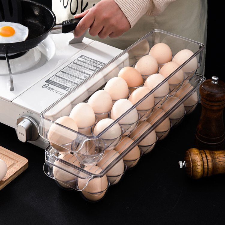 Household Egg Container With Lid Handle Egg Rack Transparent Refrigerator Storage Tray Storage Box Food Container