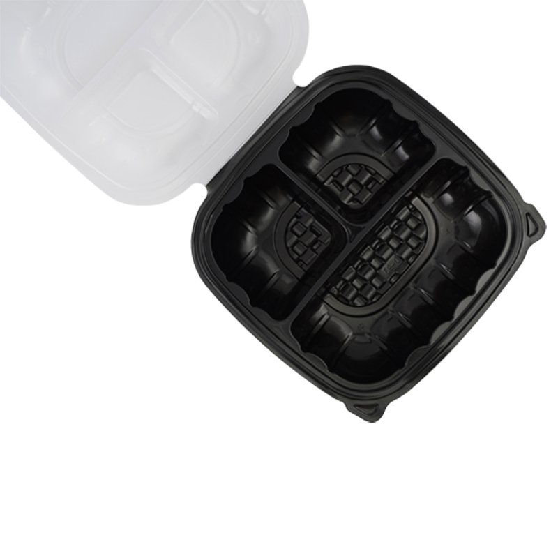 3 Compartment Food Storage Takeaway Disposable PP Plastic Collapsible Clear Fast Food Container