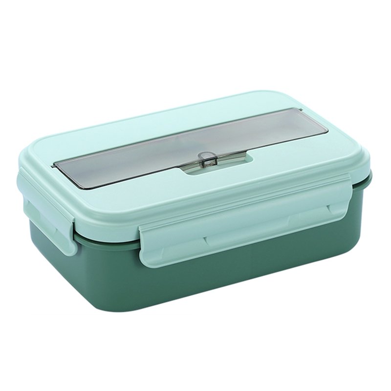 Microwave Safe Bento Box Food Container Rectangle Three compartment Lunch Box with Stainless Steel or PP Tableware
