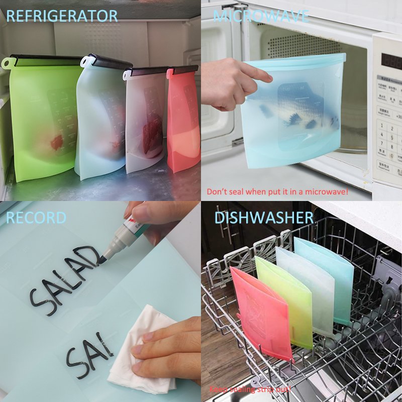 Food Grade Fridge Silicon Sandwich Reusable Silicone Storage Bag For Food