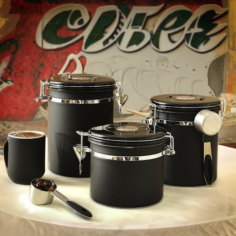 Hot sale coffee shop kitchen 304 stainless steel food storage container food grade stainless steel coffee canister