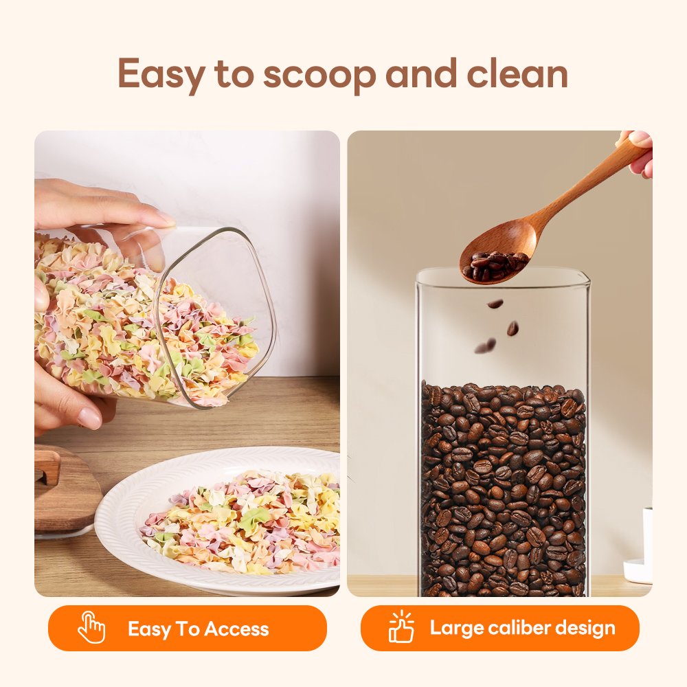 Newly Designed Food Storage Container High Borosilicate Glass Kitchen Jar with Wooden Bamboo Lid