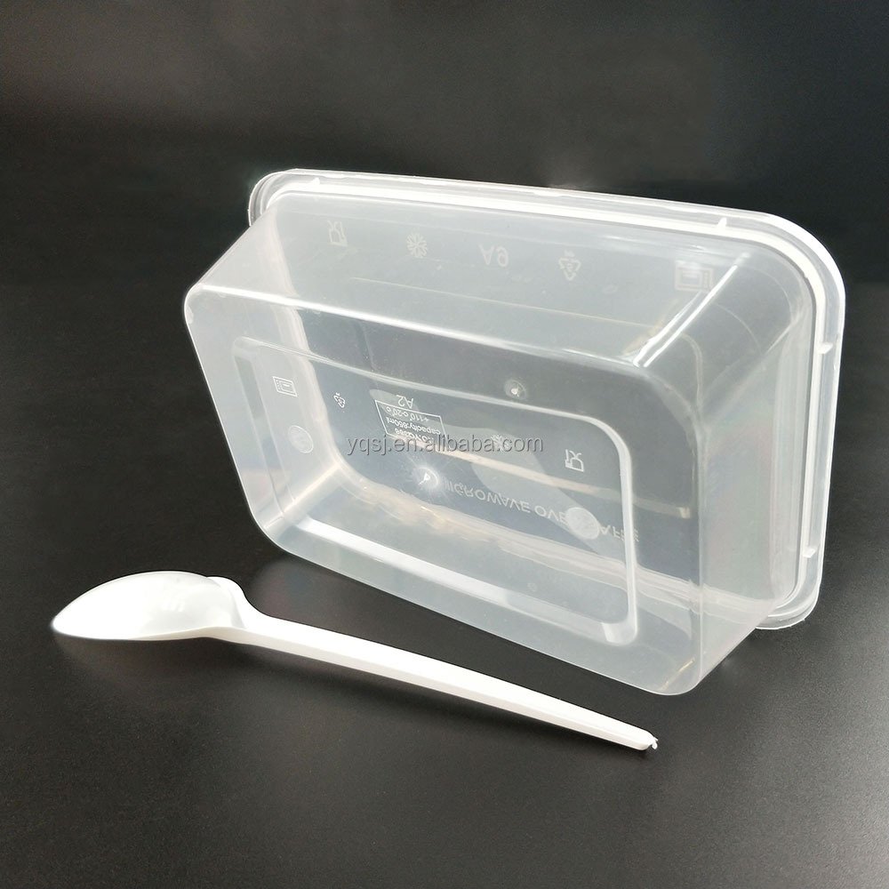 650ml/23oz clear rectangular plastic takeaway / to go / packaging food / rice / lunch restaurant microwave container / box