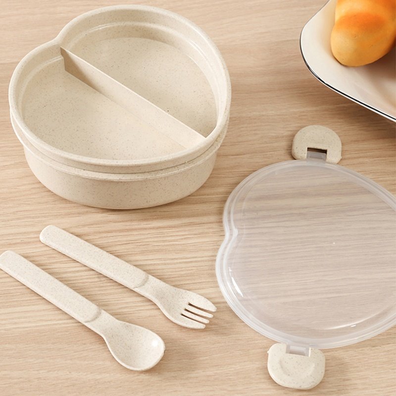 Heart Shape Eco-friendly Airtight Microwave Personalized Plastic Wheat Straw Food Storage & Container Bento Lunch Box Kids