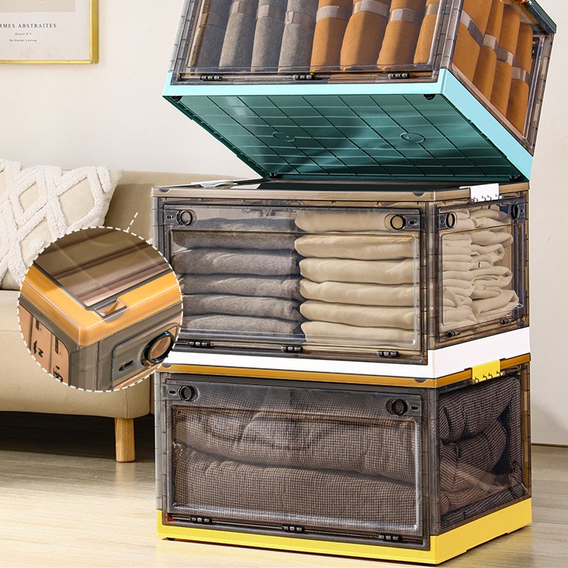 Xingyou Large Capacity Folding Storage Box Collapsible Clothes Quilts Storage Container Trunk Organizers Bins with wheels