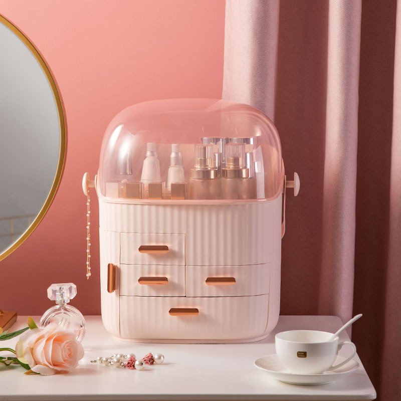 Household Desktop Makeup Organizer 4 Drawer Dustproof Dresser Make up Brush Holder Cosmetic Storage Box
