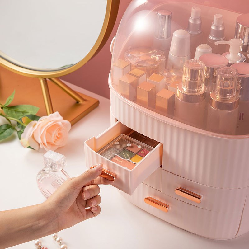 Household Desktop Makeup Organizer 4 Drawer Dustproof Dresser Make up Brush Holder Cosmetic Storage Box
