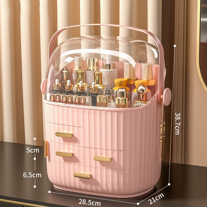 Household Desktop Makeup Organizer 4 Drawer Dustproof Dresser Make up Brush Holder Cosmetic Storage Box