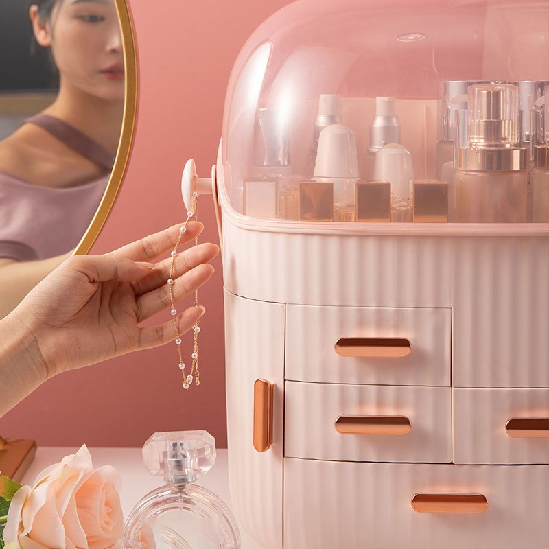 Household Desktop Makeup Organizer 4 Drawer Dustproof Dresser Make up Brush Holder Cosmetic Storage Box