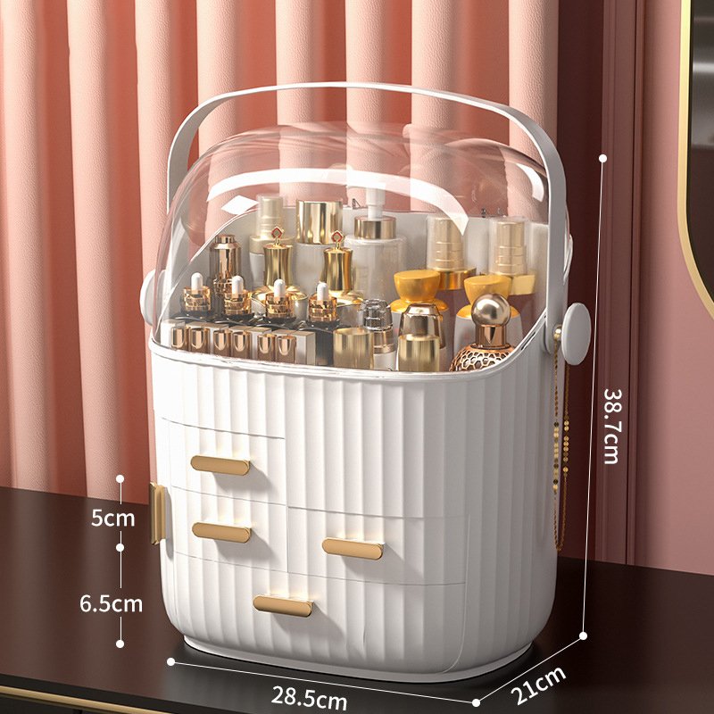 Household Desktop Makeup Organizer 4 Drawer Dustproof Dresser Make up Brush Holder Cosmetic Storage Box