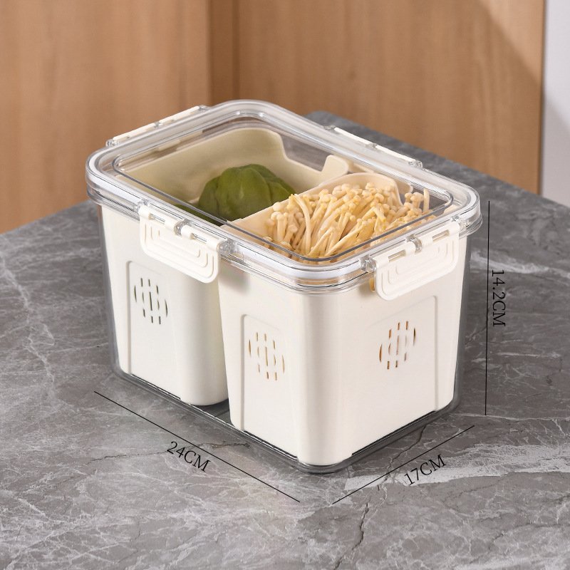 Refrigerator Storage Box With Lid And Handle Food Preservation Box Frozen Divided Serving Tray Kitchen Fruit Fish Containers