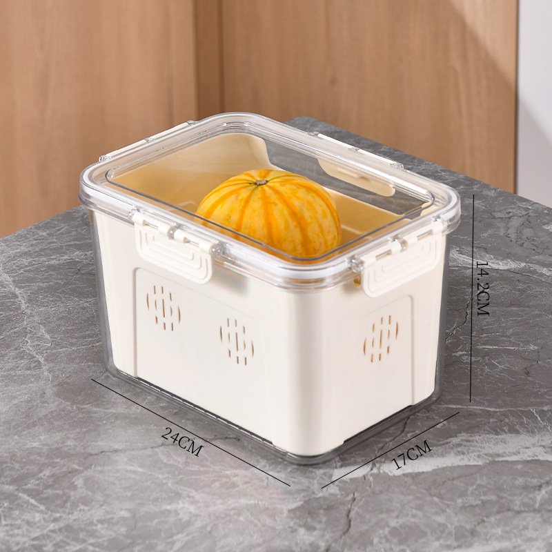 Refrigerator Storage Box With Lid And Handle Food Preservation Box Frozen Divided Serving Tray Kitchen Fruit Fish Containers