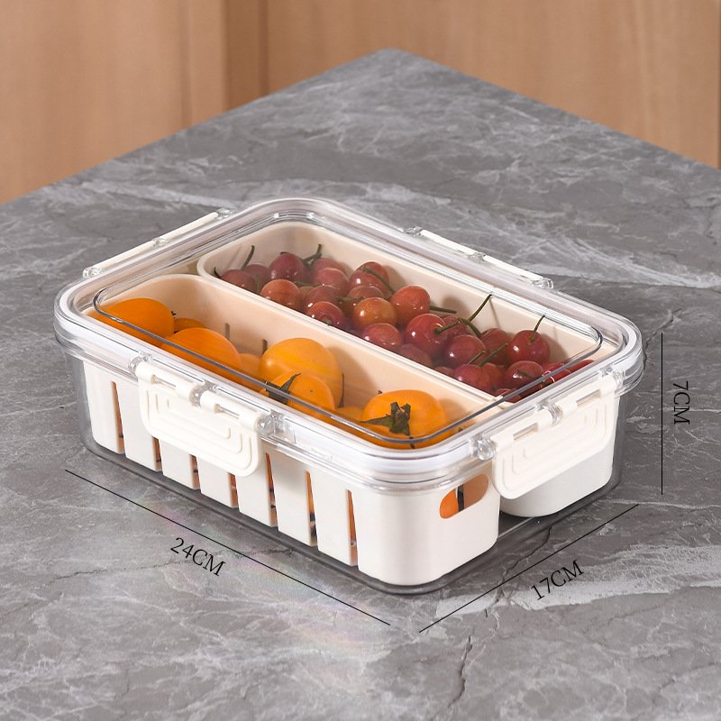 Refrigerator Storage Box With Lid And Handle Food Preservation Box Frozen Divided Serving Tray Kitchen Fruit Fish Containers