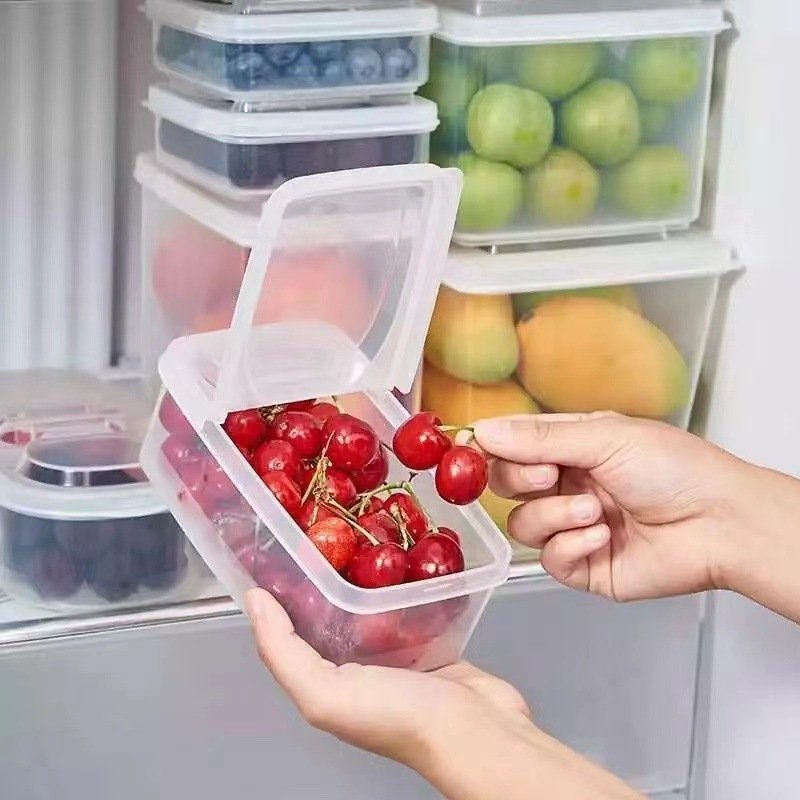 Portable transparent PP5 Children's food storage box Household fruit crisper with Collapsible lid refrigerator keep fresh box