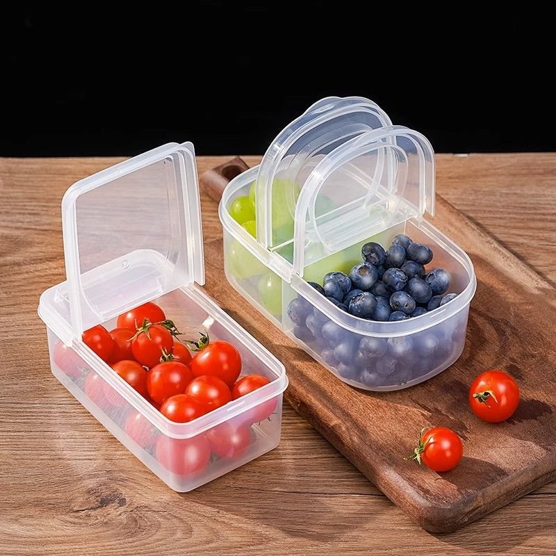 Portable transparent PP5 Children's food storage box Household fruit crisper with Collapsible lid refrigerator keep fresh box