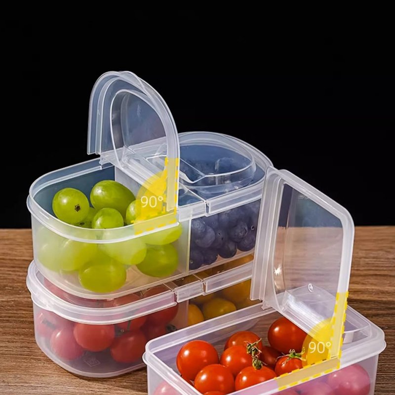 Portable transparent PP5 Children's food storage box Household fruit crisper with Collapsible lid refrigerator keep fresh box