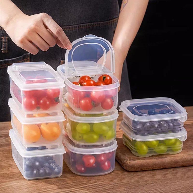 Portable transparent PP5 Children's food storage box Household fruit crisper with Collapsible lid refrigerator keep fresh box