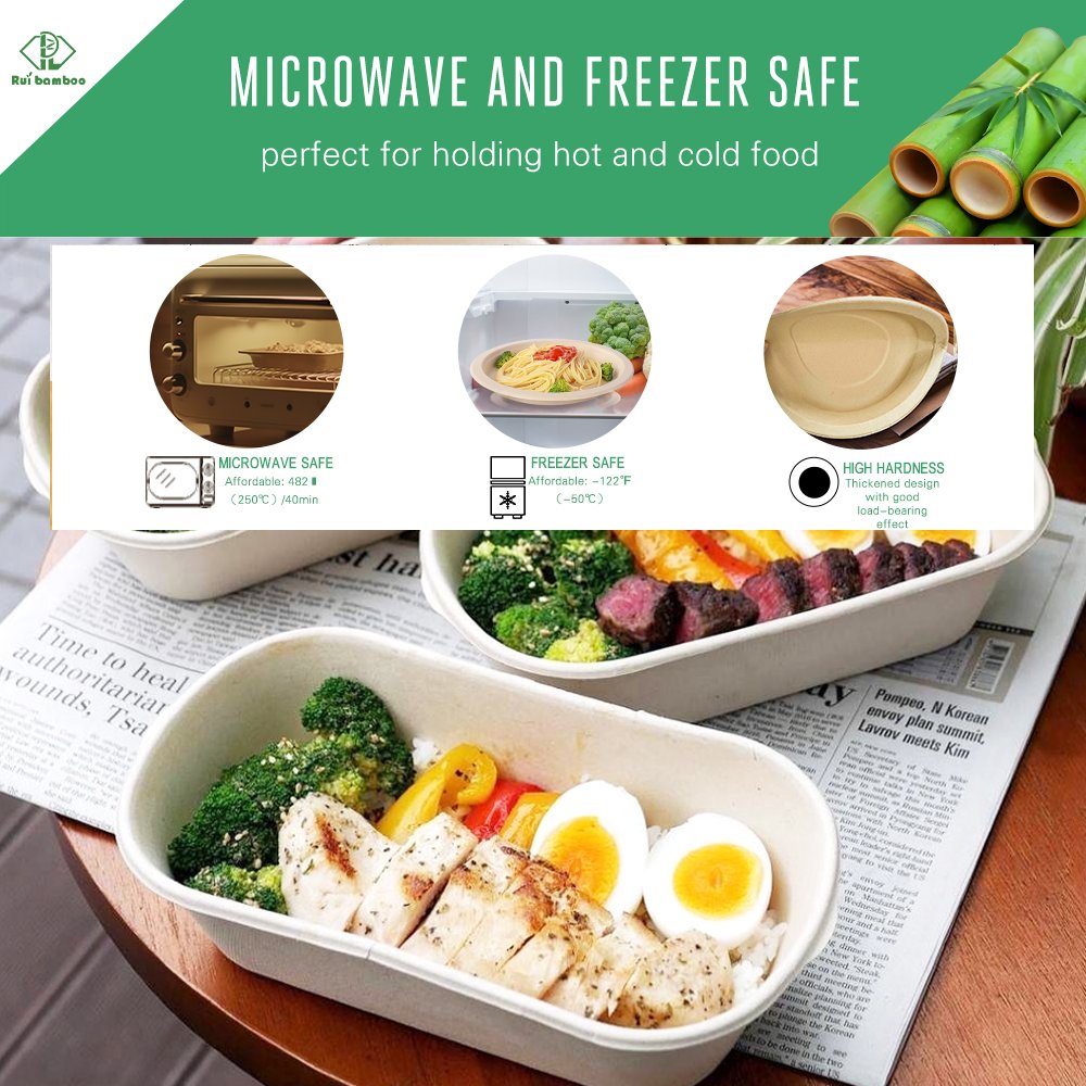 RUEIJHU Wheat Straw Paper Box For Picnic Food Packaging Food Grade Storage Package Pizza Box For Food And Parties Lonchera Bent
