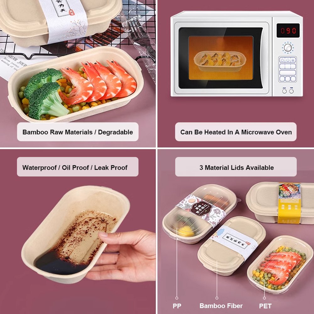 RUEIJHU Wheat Straw Paper Box For Picnic Food Packaging Food Grade Storage Package Pizza Box For Food And Parties Lonchera Bent