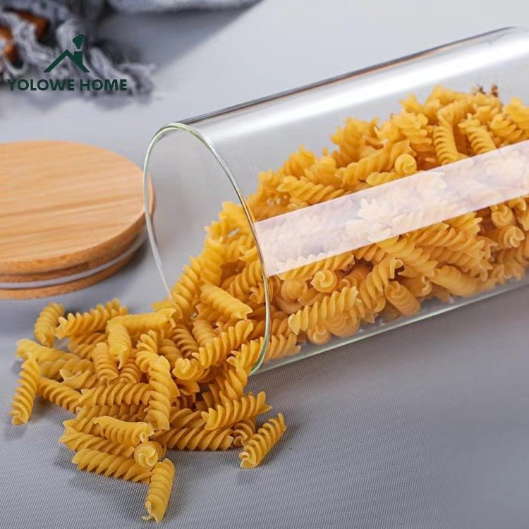 YOLOWE HOME750ML/26ozGlass Kitchen Storage Jar with Bamboo Lid Sealed Food Storage & Container