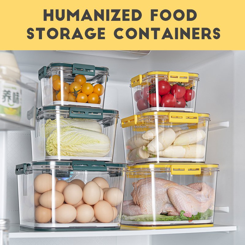 Creative House PET double layer airtight food container in large plastic fridge food storage organize with drainer