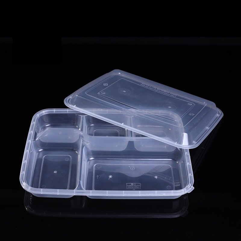 Disposable PP Plastic 1200ml multi-section Food tray with compartments food container disposable package K05
