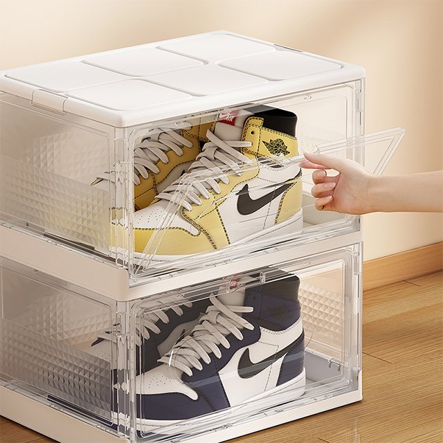 JILEN- Super large large Transparent foldable shoe storage box Use large transparent foldable storage box in multiple scenarios