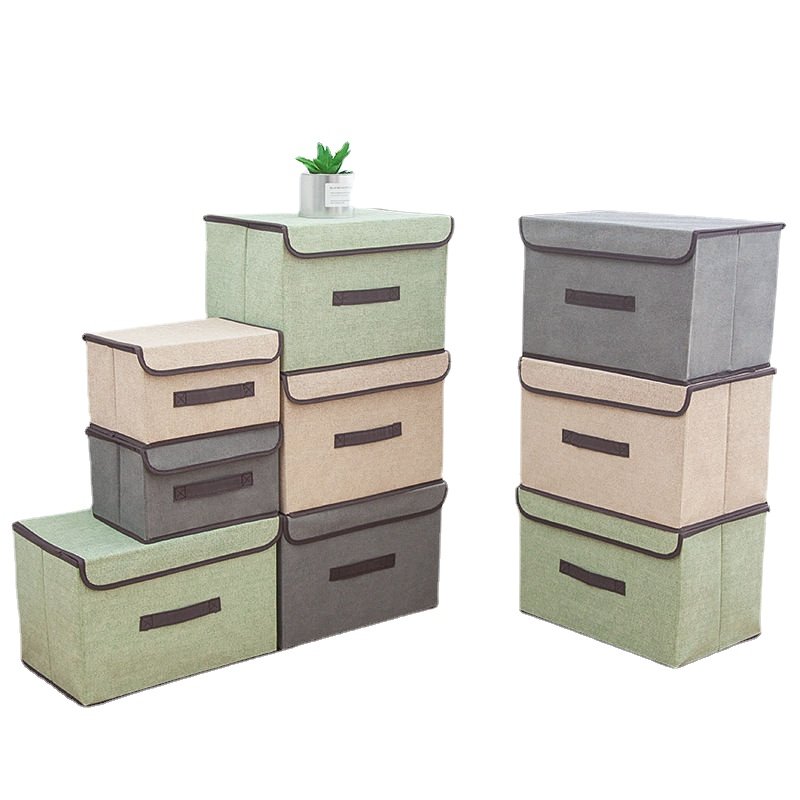 Fabric folding storage box storage box with cover dust-proof portable box clothes and sundries multi-function