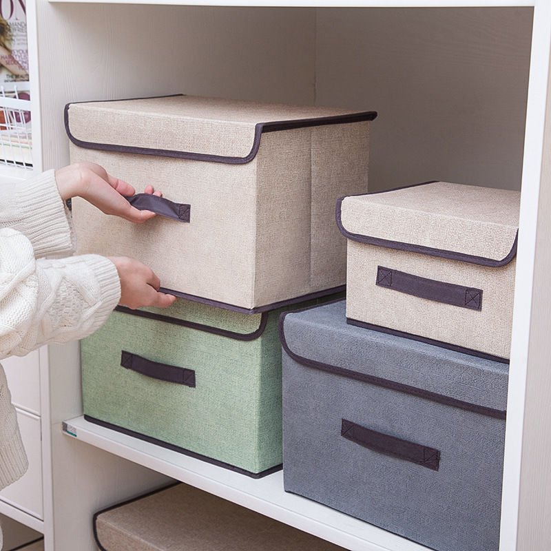 Fabric folding storage box storage box with cover dust-proof portable box clothes and sundries multi-function