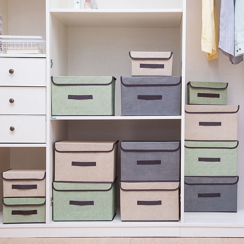 Fabric folding storage box storage box with cover dust-proof portable box clothes and sundries multi-function